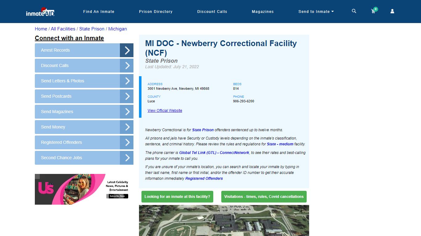 MI DOC - Newberry Correctional Facility (NCF) & Inmate Search ...