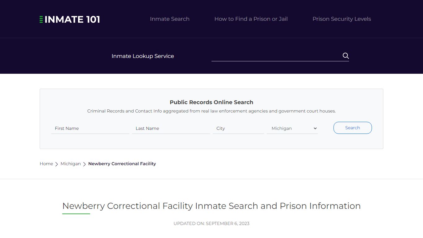 Newberry Correctional Facility Inmate Search, Visitation, Phone no ...